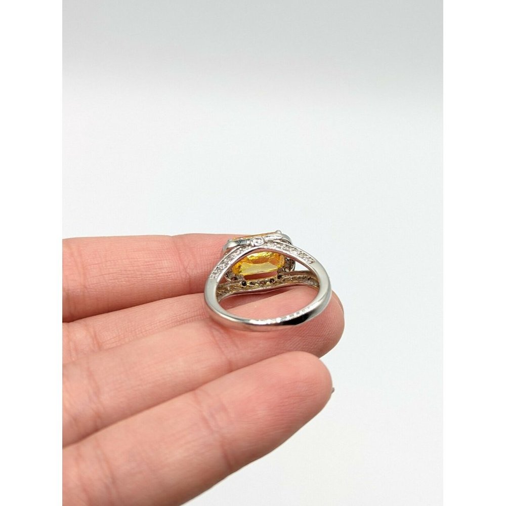 Sterling Silver 925 Yellow Rectangular Clear Acce… - image 6